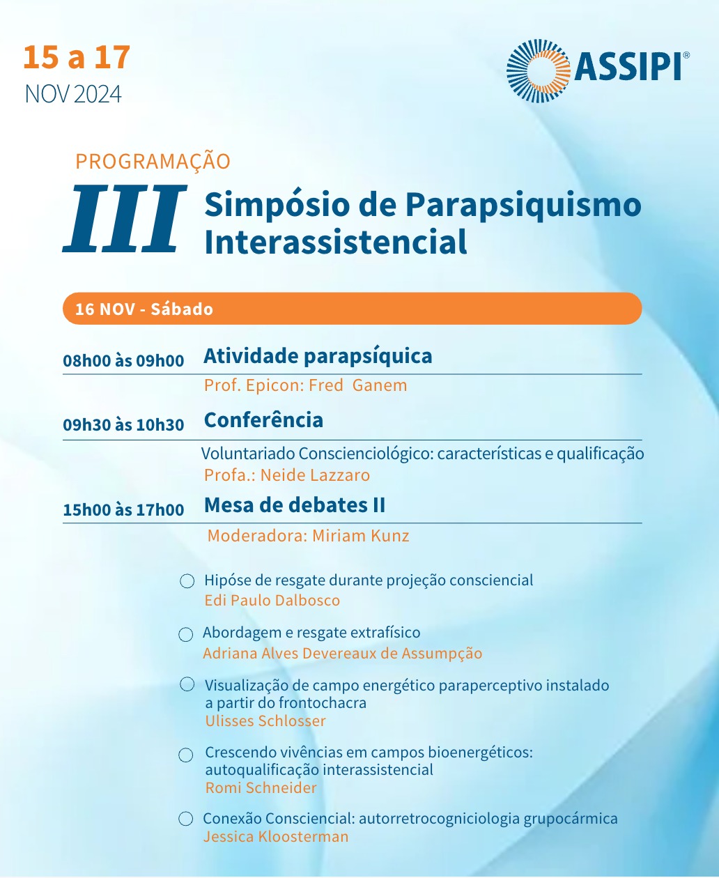 III Simpósio de Parapsiquismo Interassistencial (Híbrido / 15/11 a 17/11/2024) - Imagem 3